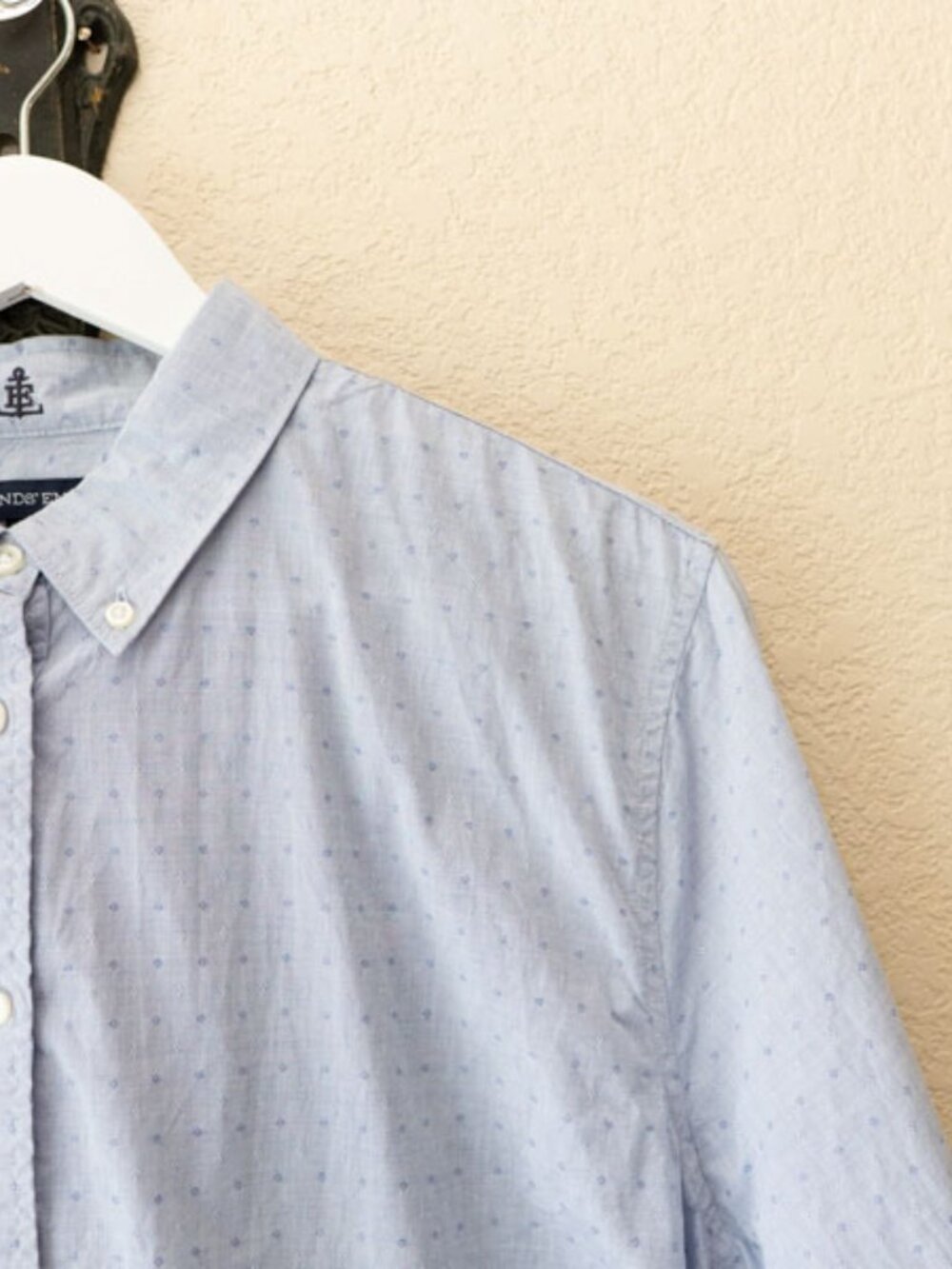 Lands End Button Up Shirt Size 18 Blue Cotton Long Sleeve Classic Workwear - Picture 4 of 12